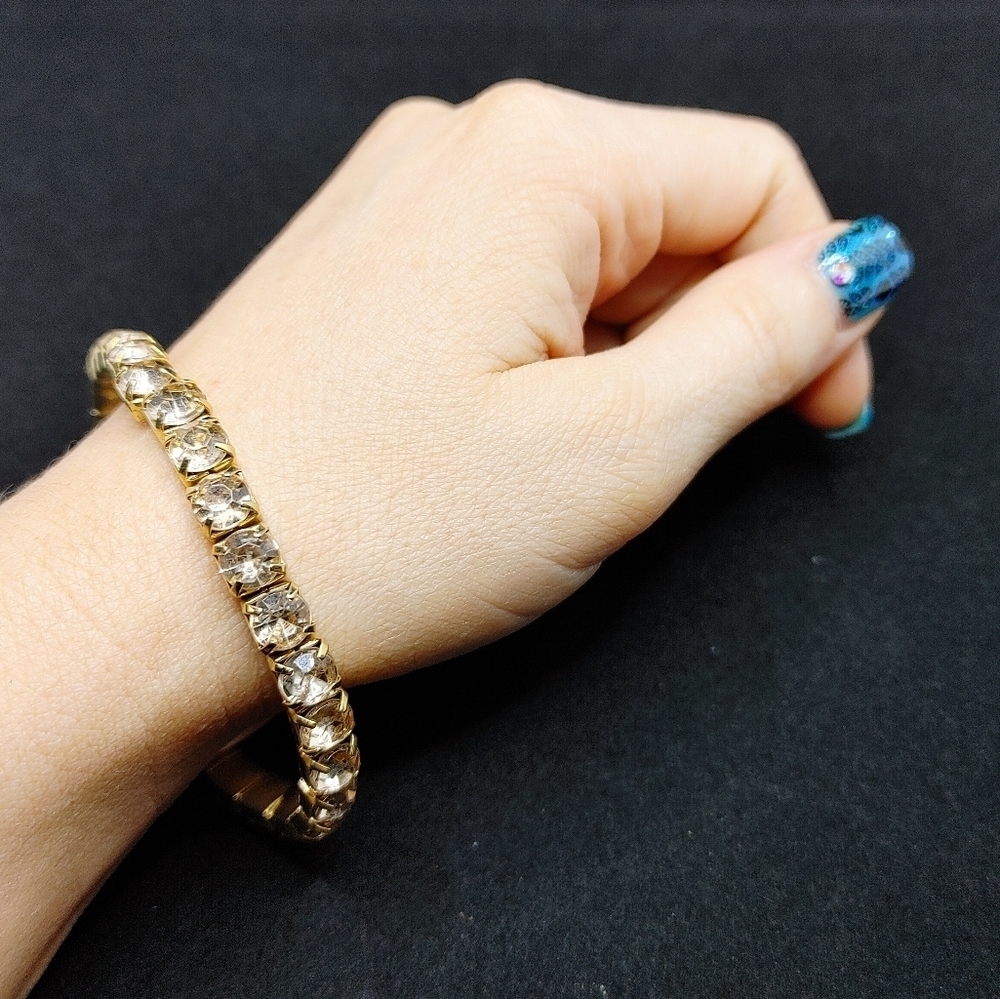 J.Crew Gold Crystal Stretch Tennis Bracelet